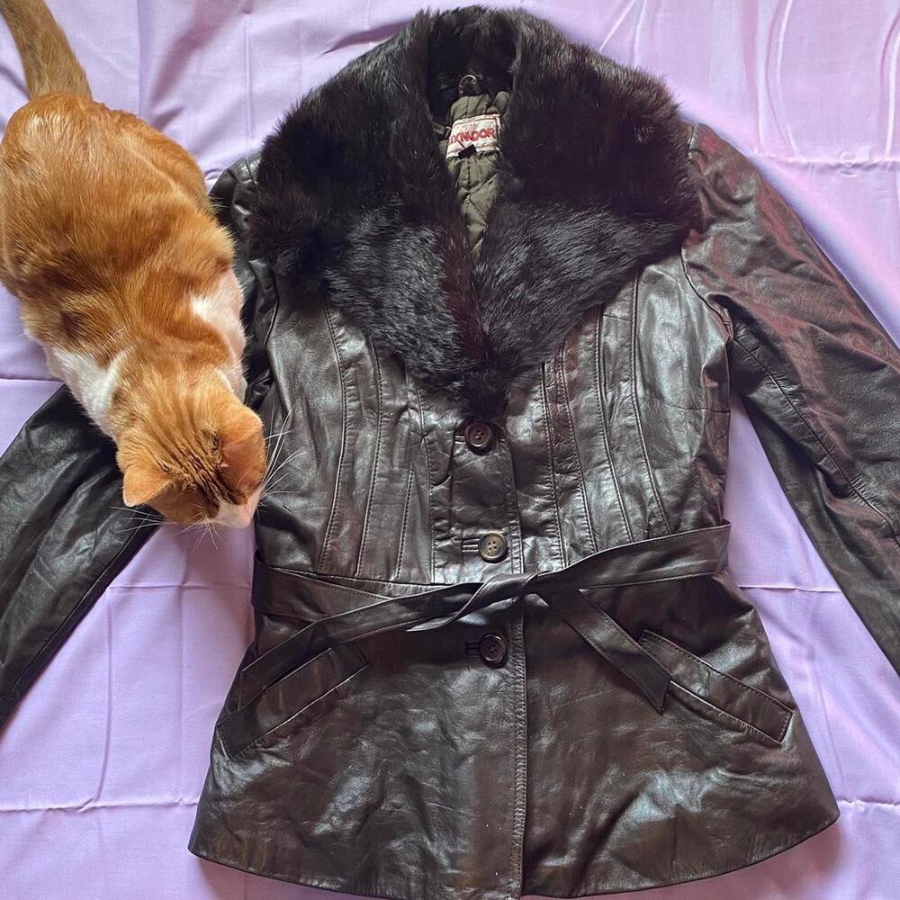 Faux leather jacket with fur